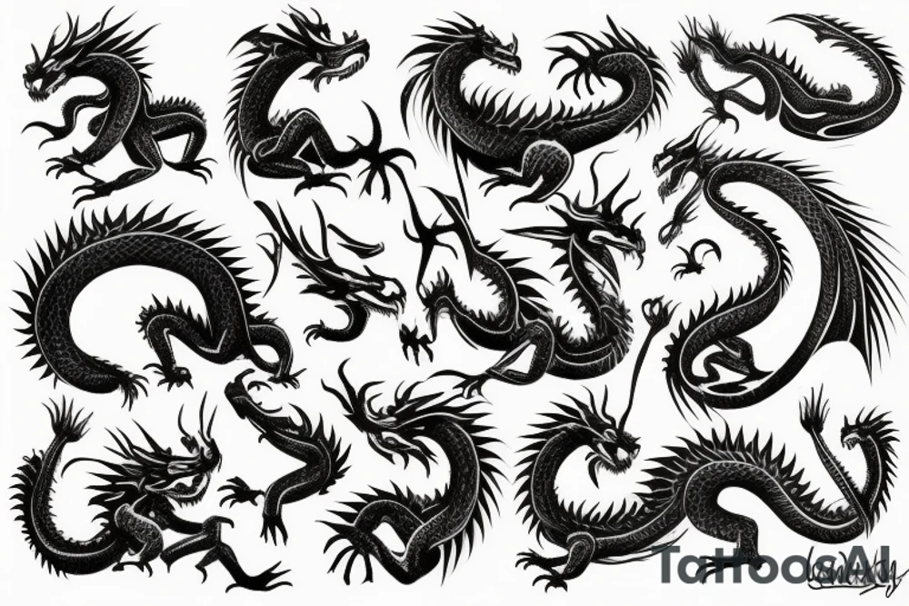 colour dragon sleeve tattoo idea