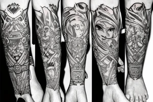 legend of zelda leg sleeve tattoo idea