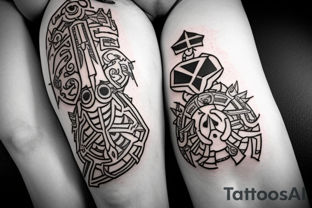 legend of zelda leg sleeve tattoo idea