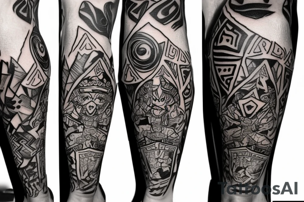 legend of zelda leg sleeve tattoo idea