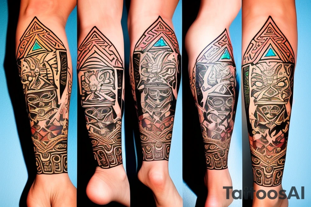 legend of zelda leg sleeve tattoo idea
