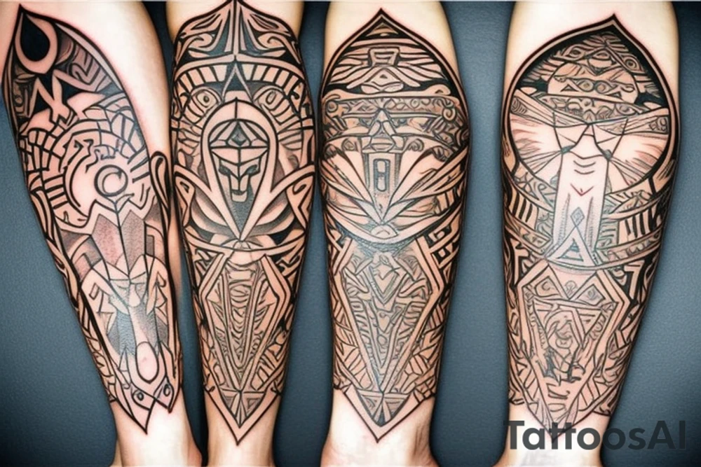 legend of zelda leg sleeve tattoo idea