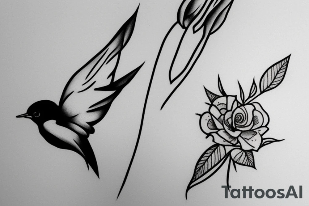 swallow taking a flower tattoo idea