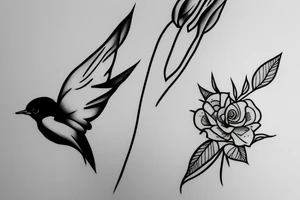 swallow taking a flower tattoo idea