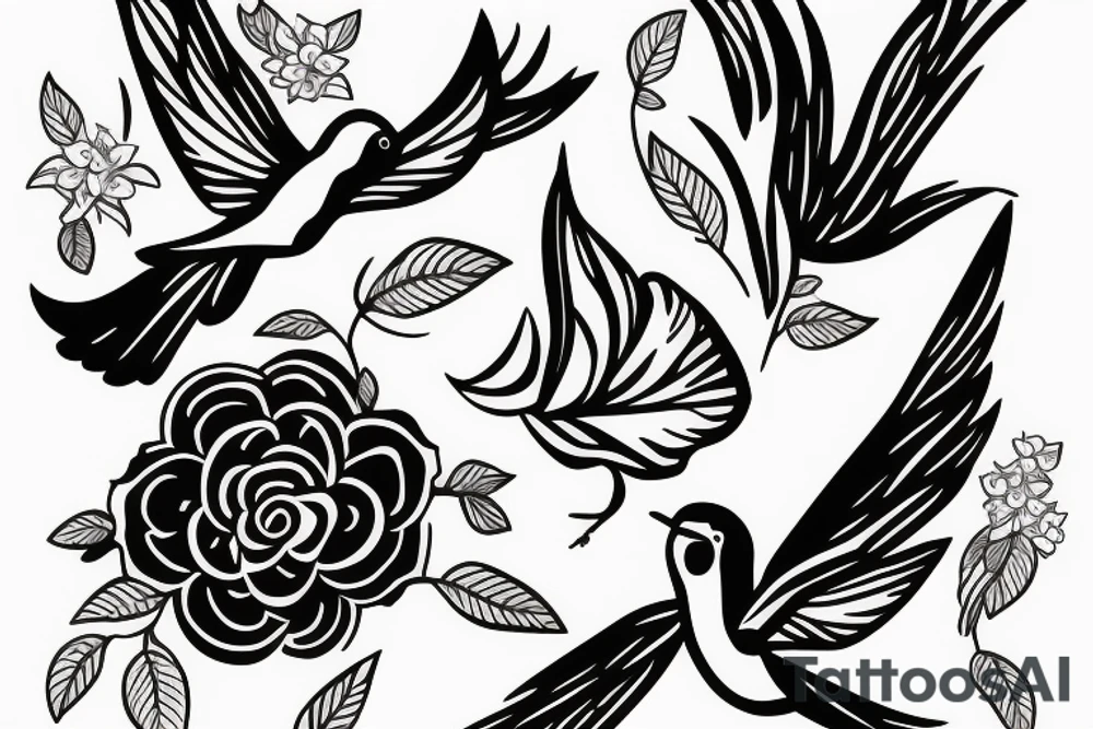swallow taking a flower tattoo idea