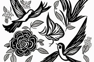 swallow taking a flower tattoo idea