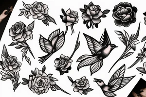 swallow taking a flower tattoo idea