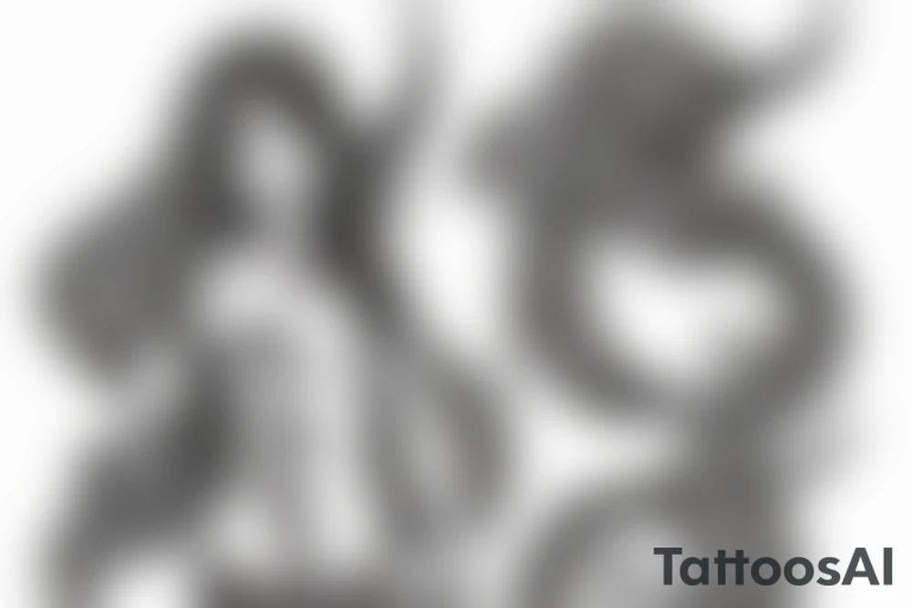 Thai mermaid with long hair. tattoo idea