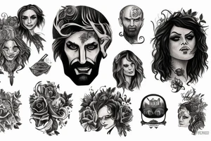 Large tattoo of the American Gods character willing tattoo idea