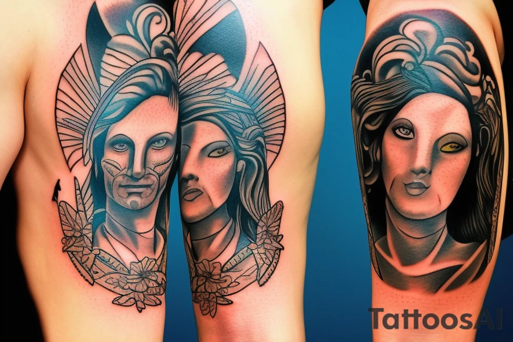 Large tattoo of the American Gods character willing tattoo idea