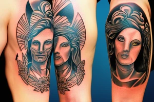 Large tattoo of the American Gods character willing tattoo idea