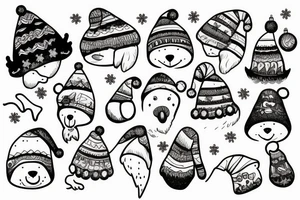 bear with christmas hat tattoo idea