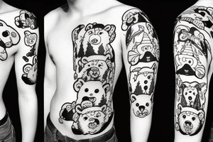 bear with christmas hat tattoo idea