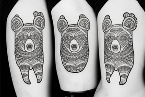 bear with christmas hat tattoo idea