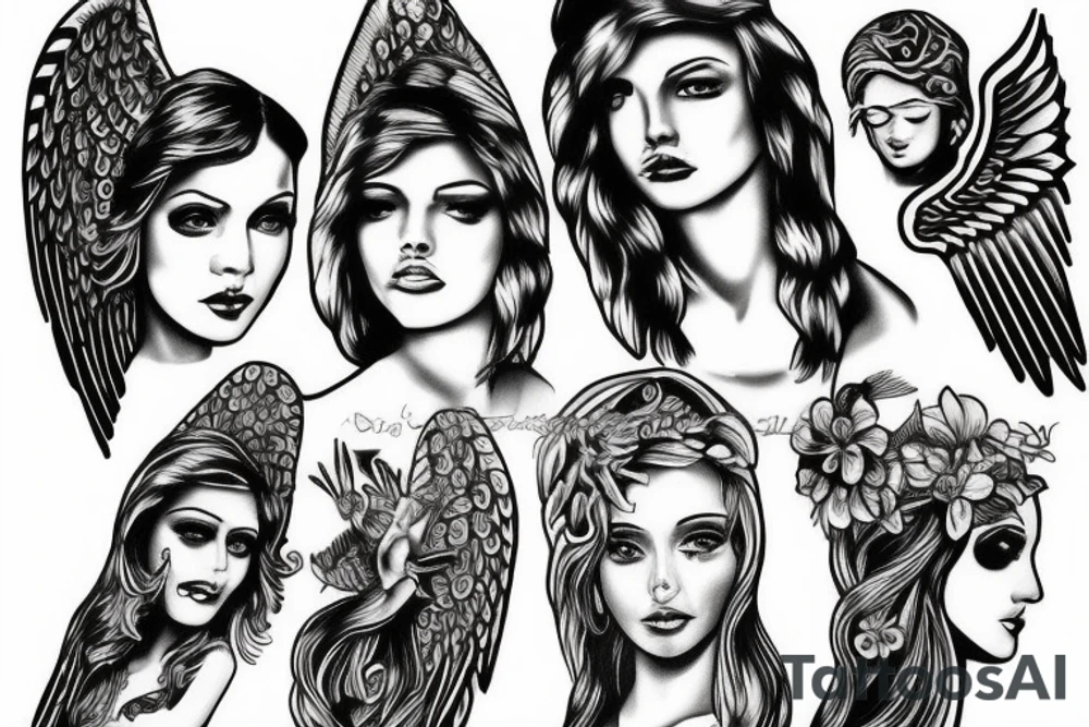 Angel greek tattoo idea