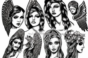 Angel greek tattoo idea