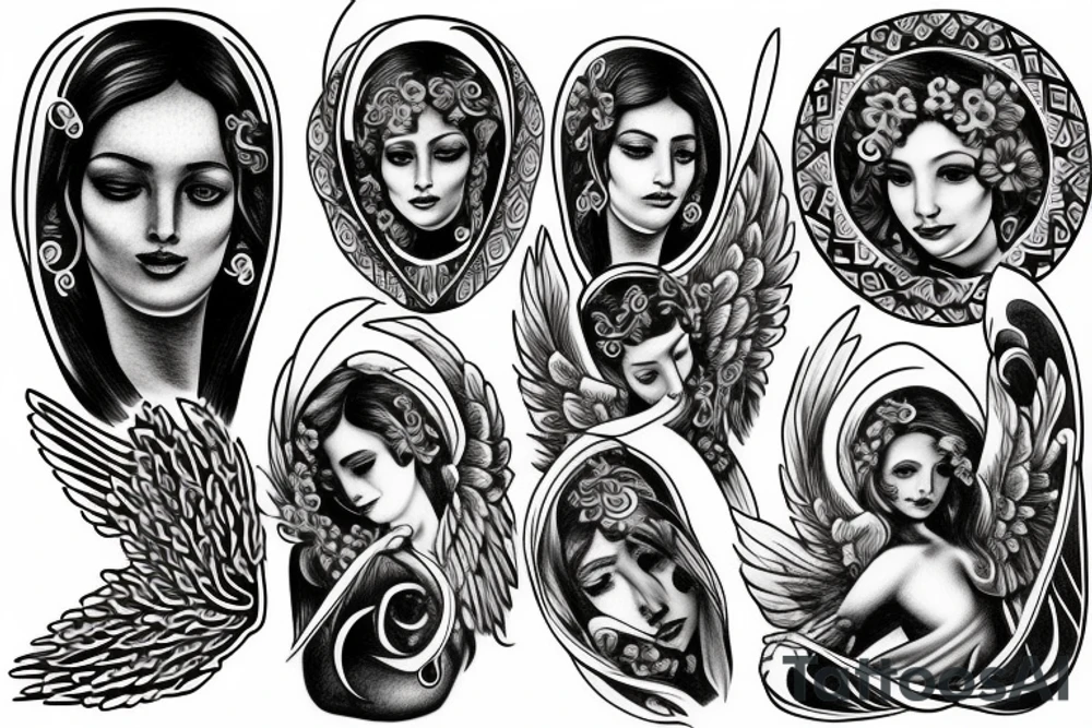 Angel greek tattoo idea