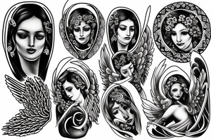 Angel greek tattoo idea