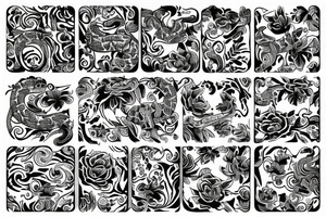 Flowers with a snake and a tiger tattoo idea