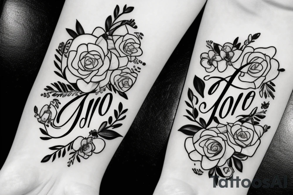 Lettering saying Amore with flowers around it tattoo idea