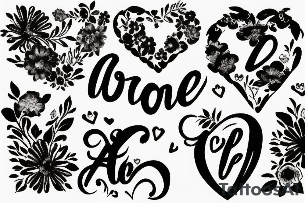 Lettering saying Amore with flowers around it tattoo idea