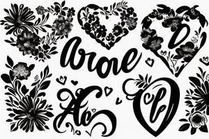 Lettering saying Amore with flowers around it tattoo idea