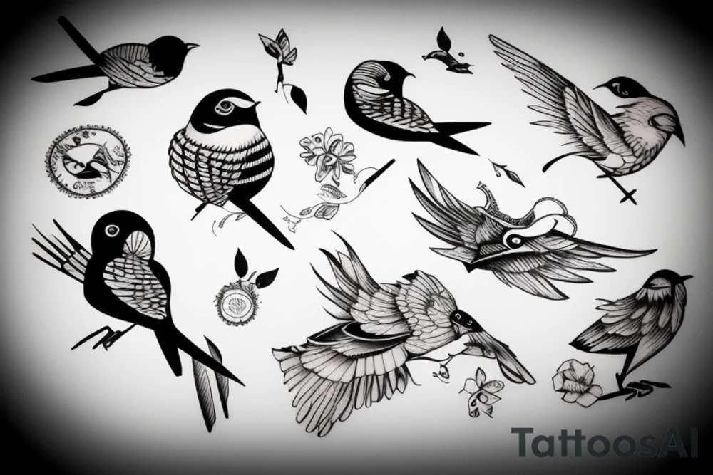 A Birds Eye view of a bird tattoo idea