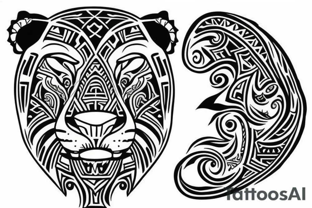 Lioness Nala from the lion king Maori style tattoo idea
