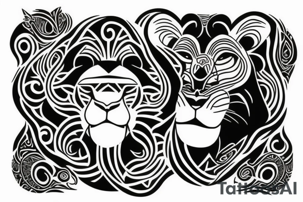 Lioness Nala from the lion king Maori style tattoo idea