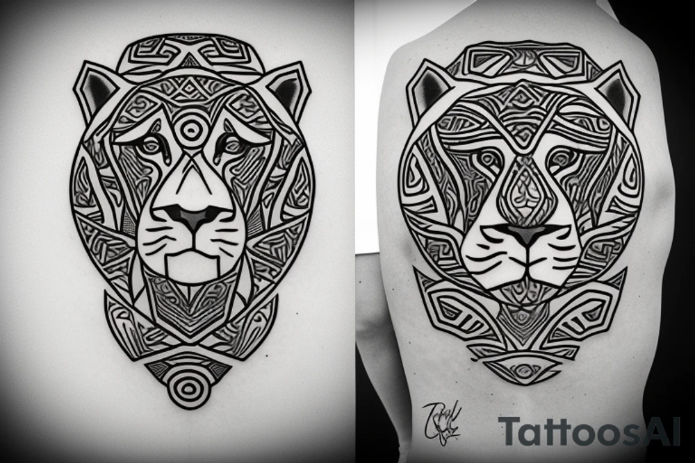 Lioness Nala from the lion king Maori style tattoo idea