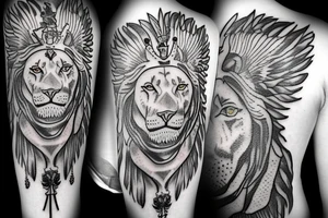 Saint Michael the ark angel in the form of a lion tattoo idea
