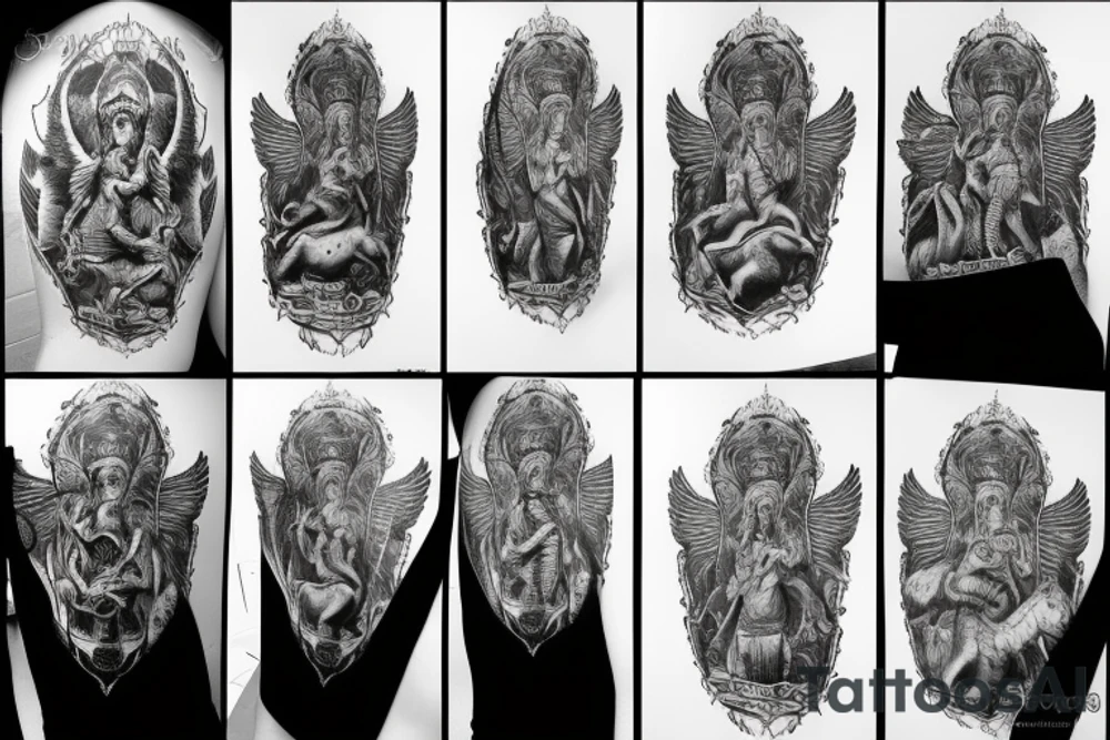 Saint Michael the ark angel in the form of a lion tattoo idea