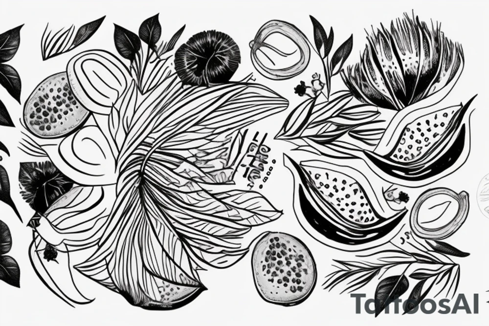 Fresh kiwi fine line tattoo idea