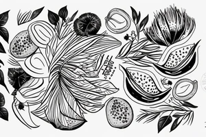 Fresh kiwi fine line tattoo idea