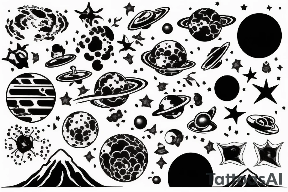 Space, sleeve, japanese tattoo idea
