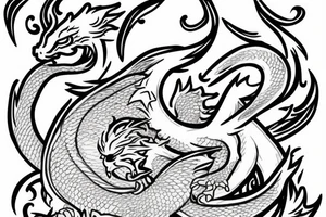 small white dragon rolled in on itself tattoo idea