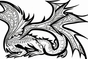 small white dragon rolled in on itself tattoo idea