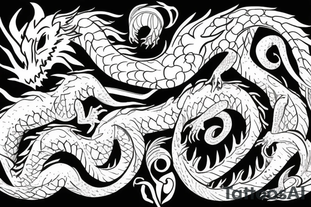 small dragon rolled in on itself tattoo idea