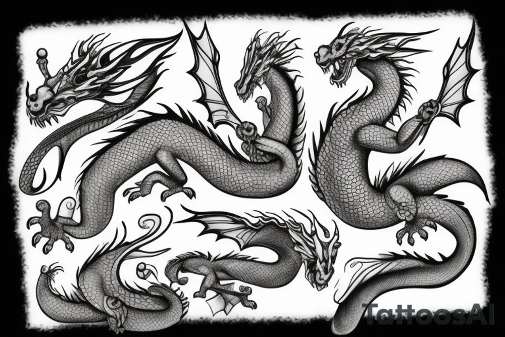 small dragon rolled in on itself tattoo idea