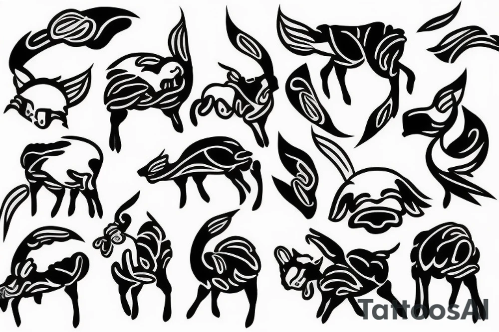 Black lamb read eagle tattoo idea