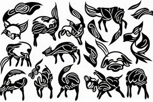 Black lamb read eagle tattoo idea