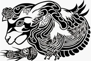 Black lamb read eagle tattoo idea