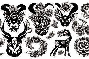 Black lamb red eagle tattoo idea