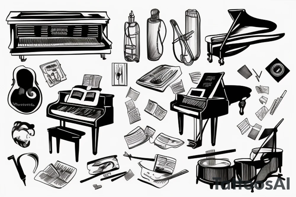 Person playing piano tattoo idea