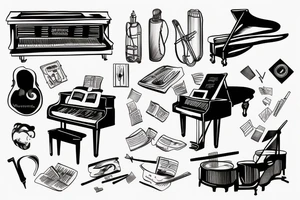 Person playing piano tattoo idea