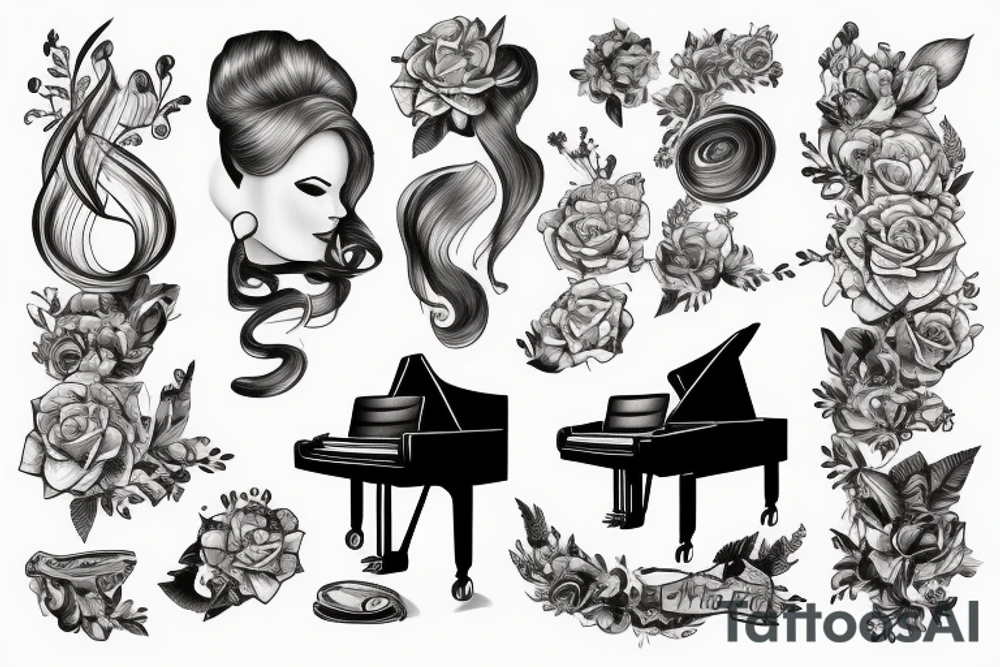 Person playing piano tattoo idea