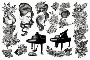 Person playing piano tattoo idea
