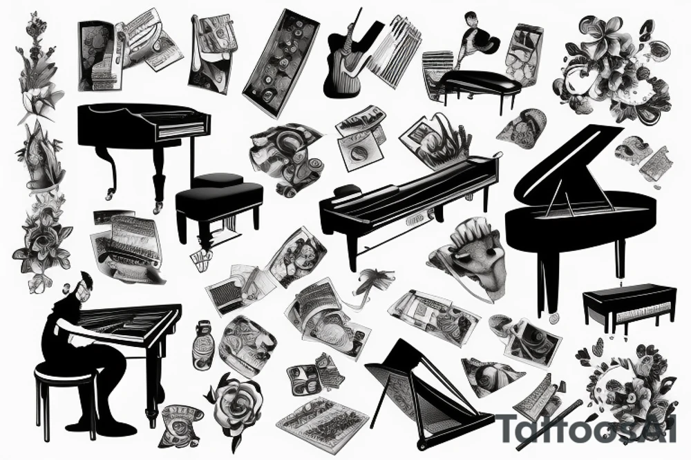 Person playing piano tattoo idea