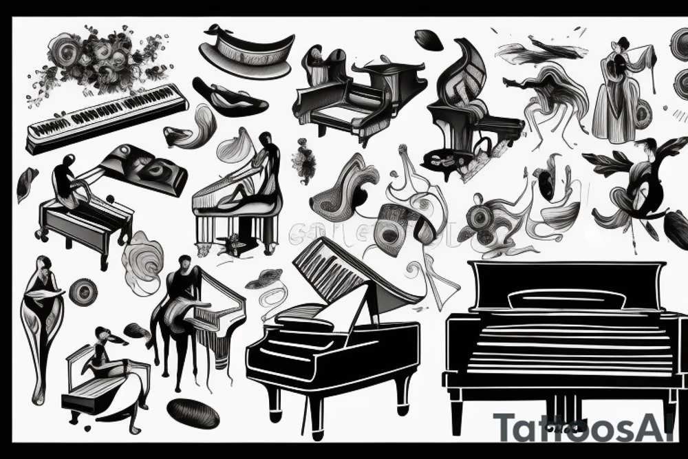 Person playing piano tattoo idea