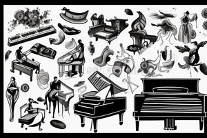 Person playing piano tattoo idea